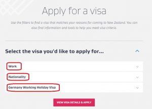 Working Holiday Visum Guide Visa Auswahl